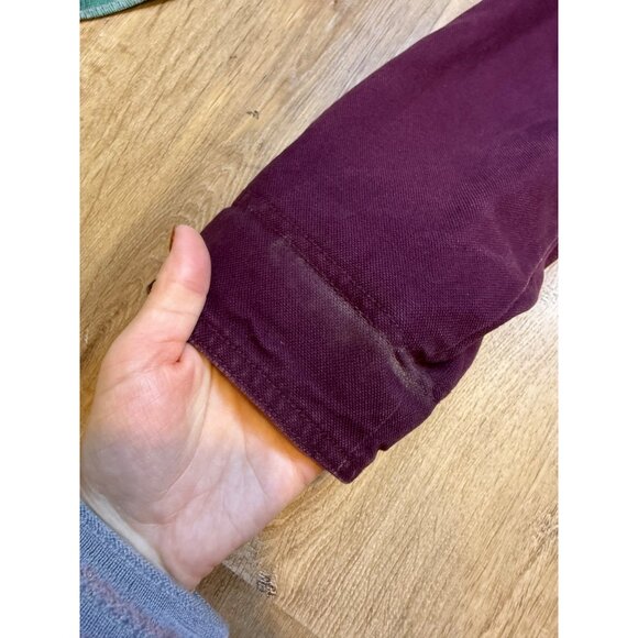 L.L. Bean Mens Burgundy Hunting Barn Coat Plaid Lining Button Front Corduroy Col - Picture 10 of 11